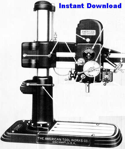 American Tool Works Hole Wizard 9" & 11", 9 & 12 Speed Hole Wizard Radial Drills Parts Catalog (Bulletin No. 340)