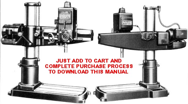 CINCINNATI Bickford Radial Drill  Super Service 9" Column Instructions & Parts Manual