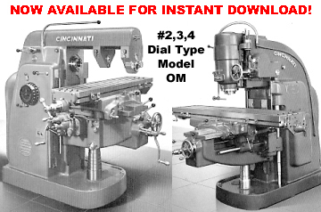 CINCINNATI 2, 3 & 4 Dial Type Milling Machines Model OM Parts Manual