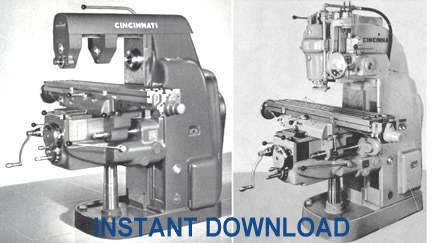 CINCINNATI 2ML, 2MI & 3MI Milling Machines (No Knee Motor) Service Manual and Parts List Manual