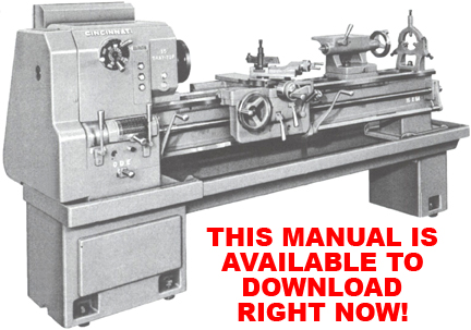 Cincinnati Tray-Top Lathe Model LE Service Manual and Parts List