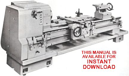 CINCINNATI 21.5" and 26" Tray-Top Lathe Operations, Maintenance & Parts Manual